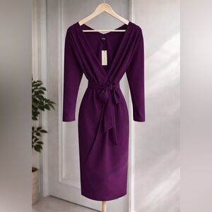 Purple Midi Dress Wrap Dress